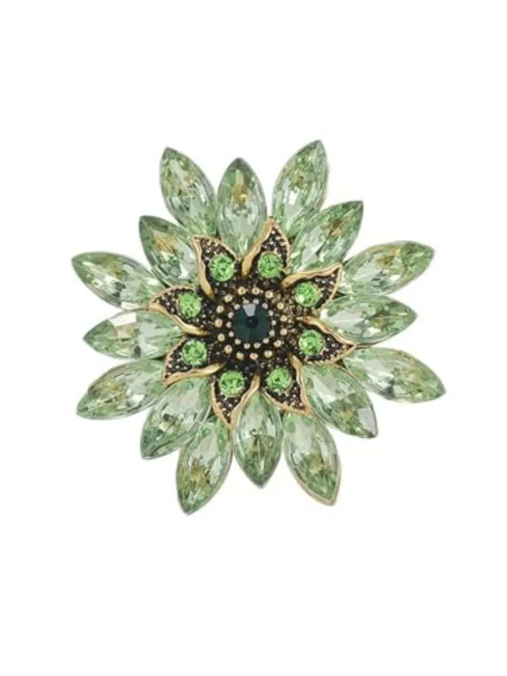 New -‎ Large Crystal Flower Brooch Pin for Women, Green Rhinestone Floral Lapel